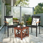 4 Pcs Wicker Stackable Outdoor Chairs Rattan Patio Dining Chairs with Galvanized Steel Frame & Acacia Wood Armrests