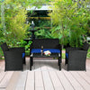 4 Pcs Wicker Patio Conversation Set Outdoor Rattan Sofa Table Set with Cushions