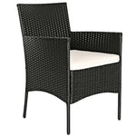 4 Pcs Wicker Patio Conversation Set Rattan Furniture Set with Loveseat & Tempered Glass Coffee Table