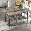 4 Piece Modern Dining Table Set Kitchen Table with 2 Chairs & Storage Rack Bench