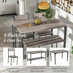 4 Piece Modern Dining Table Set Kitchen Table with 2 Chairs & Storage Rack Bench