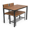 4 Piece Modern Dining Table Set Kitchen Table with 2 Chairs & Storage Rack Bench