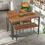 4 Piece Modern Dining Table Set Kitchen Table with 2 Chairs & Storage Rack Bench