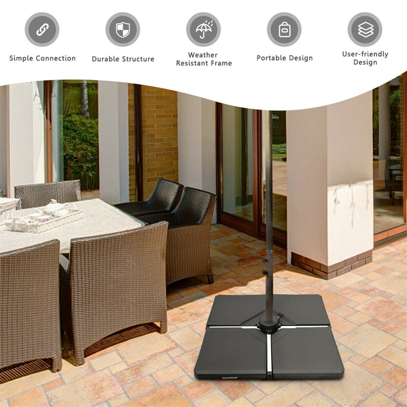 4 Piece Cantilever Offset Patio Umbrella Base Weight Filled Water Sand Umbrella Weight Stand