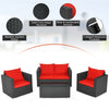 4 Pieces Outdoor Wicker Patio Rattan Conversation Set with Coffee Table & Padded Cushion