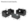 4 Pieces Outdoor Wicker Patio Rattan Conversation Set with Coffee Table & Padded Cushion