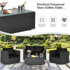 4 Pieces Outdoor Wicker Patio Rattan Conversation Set with Coffee Table & Padded Cushion