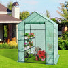 Portable Walk-in Greenhouse 2 Tiers 8 Shelves Garden Grow Tent Indoor Outdoor Weather-Proof PE Cover with Roll-Up Zipper Door & 2 Windows