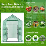 Portable Walk-in Greenhouse 2 Tiers 8 Shelves Garden Grow Tent Indoor Outdoor Weather-Proof PE Cover with Roll-Up Zipper Door & 2 Windows