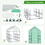 Portable Walk-in Greenhouse 2 Tiers 8 Shelves Garden Grow Tent Indoor Outdoor Weather-Proof PE Cover with Roll-Up Zipper Door & 2 Windows