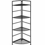 4 Tier Folding Metal Corner Plant Stand Freestanding Storage Shelf Flower Pot Holder for Patio Balcony Courtyard