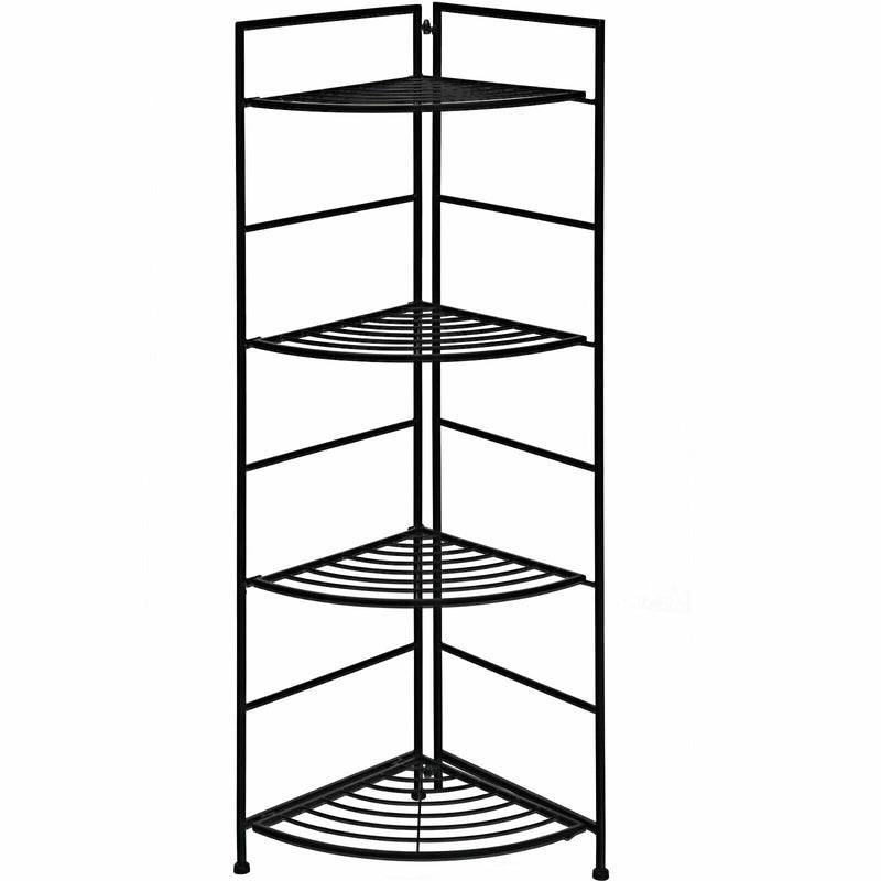 4 Tier Folding Metal Corner Plant Stand Freestanding Storage Shelf Flower Pot Holder for Patio Balcony Courtyard