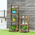 4 Tier Folding Wooden Garden Plant Stand Flower Pot Holder - Bestoutdor