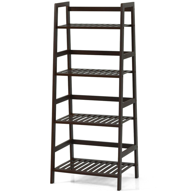 4 Tier Multifunctional Bamboo Ladder Shelf Plant Display Rack - Bestoutdor