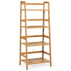 4 Tier Multifunctional Bamboo Ladder Shelf Plant Display Rack - Bestoutdor