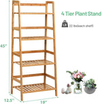 4 Tier Multifunctional Bamboo Ladder Shelf Plant Display Rack - Bestoutdor