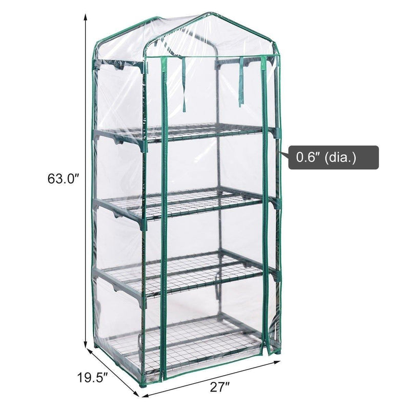 4 Tier Outdoor Portable Mini Greenhouse with Cover - Bestoutdor