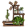 4 Tier Wood Plant Stand Flower Pot Holder with Windmill