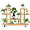 4 Tier Wood Plant Stand Rolling Flower Rack with 6 Wheels - Bestoutdor