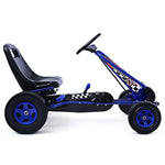 Kids Ride On Pedal Go Kart 4 Wheel Pedal Kart Off-Road Go Kart Racer Car with Adjustable Seat