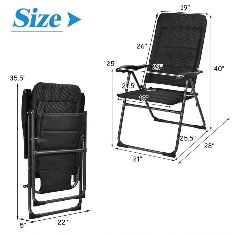 Bestoutdor 2Pcs Patio Folding Chairs Padded Sling Chairs Backrest Adjustable Reclining Chairs for Lawn Pool Balcony