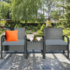 3-Piece Rattan Patio Conversation Set Wicker Bistro Furniture Set Cushioned Sofa Deck