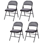 4-Pack Folding Chairs Fabric Upholstered Dining Chairs Home Office Chairs with Padded Seat & Metal Frames