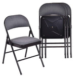 4-Pack Folding Chairs Fabric Upholstered Dining Chairs Home Office Chairs with Padded Seat & Metal Frames