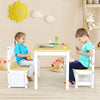 4 Piece Wooden Kids Activity Table & Chairs Set with Toy Storage Bench for Children Playroom