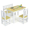 4 Piece Wooden Kids Activity Table & Chairs Set with Toy Storage Bench for Children Playroom