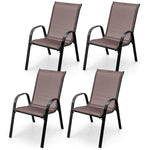 4-Pack Stackable Patio Dining Chairs All Weather Heavy Duty Outdoor Chairs with Armrests for Poolside Deck Backyard