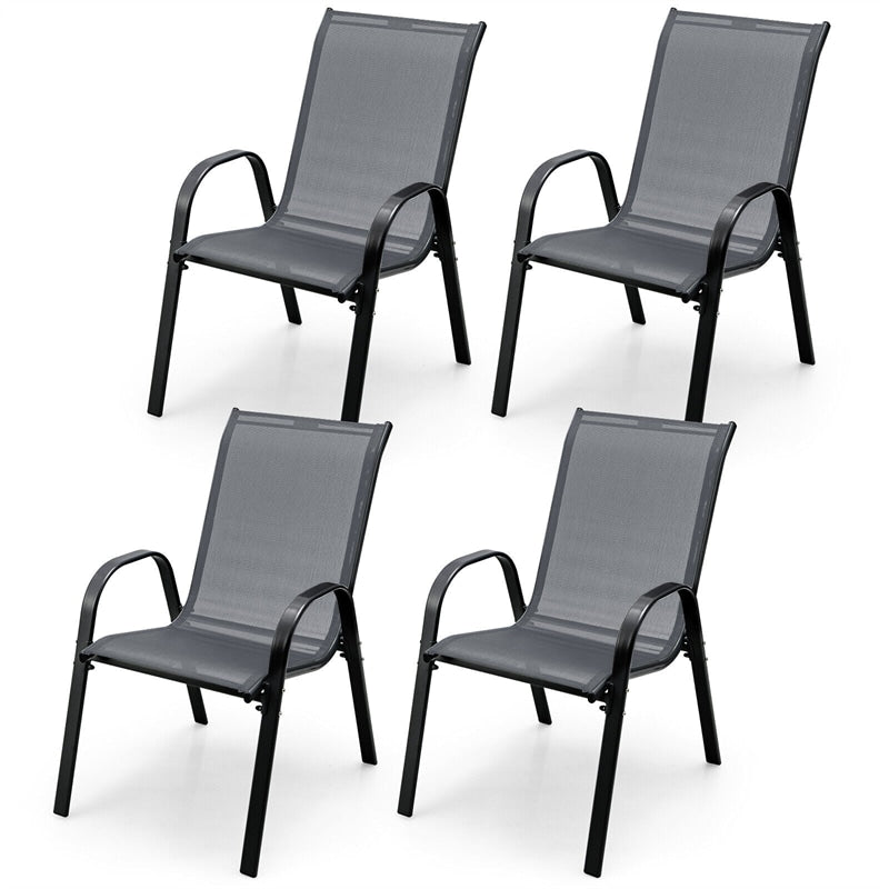 4-Pack Stackable Patio Dining Chairs All Weather Heavy Duty Outdoor Chairs with Armrests for Poolside Deck Backyard