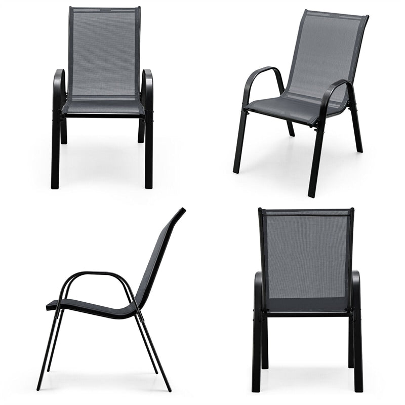 4-Pack Stackable Patio Dining Chairs All Weather Heavy Duty Outdoor Chairs with Armrests for Poolside Deck Backyard