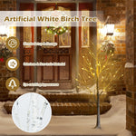 4ft PreLit Twig Christmas Tree Artificial White Birch Tree with 48 Warm White LED Lights for Indoor Party Holiday Decoration