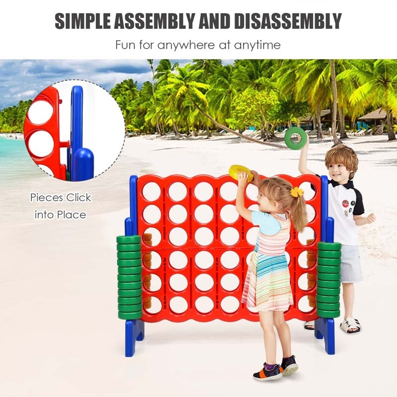 4-to-Score Giant Game Set Connect 4 Game with 42 Jumbo Rings & Quick-Release Slider