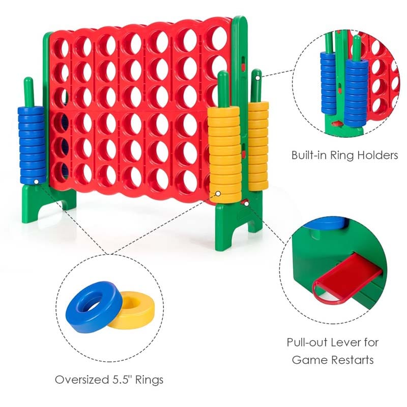 4-to-Score Giant Game Set Connect 4 Game with 42 Jumbo Rings & Quick-Release Slider