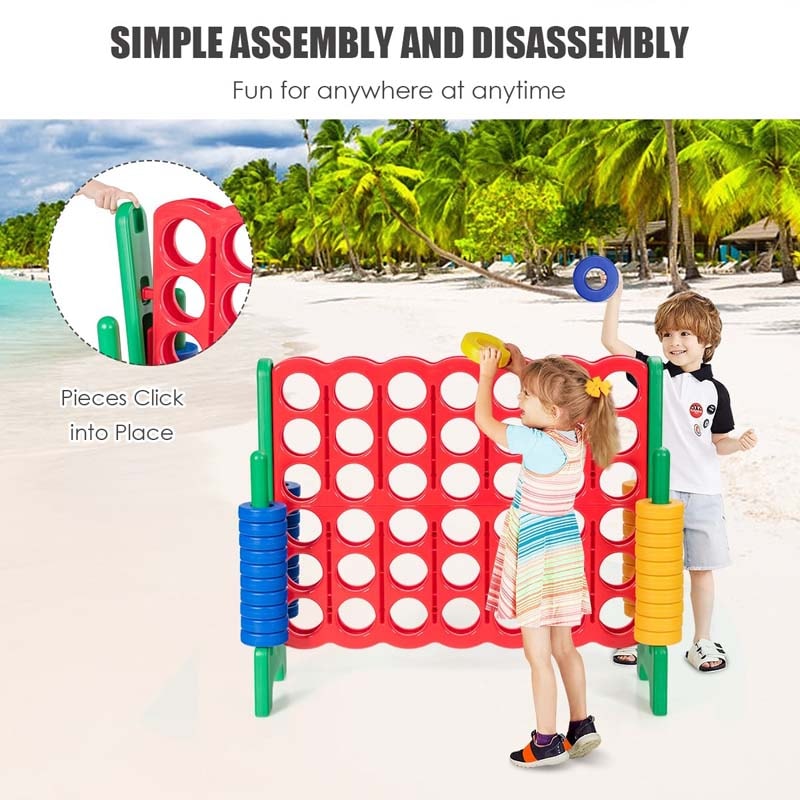 4-to-Score Giant Game Set Connect 4 Game with 42 Jumbo Rings & Quick-Release Slider