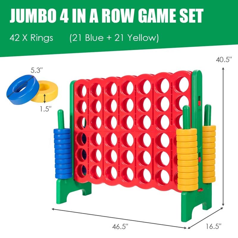 4-to-Score Giant Game Set Connect 4 Game with 42 Jumbo Rings & Quick-Release Slider