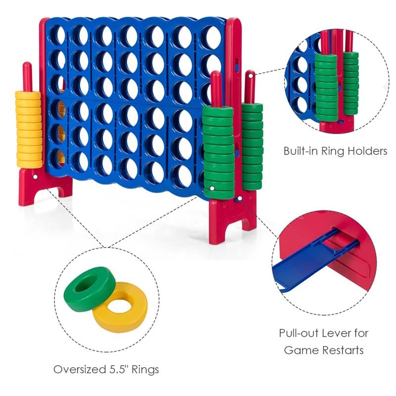 4-to-Score Giant Game Set Connect 4 Game with 42 Jumbo Rings & Quick-Release Slider