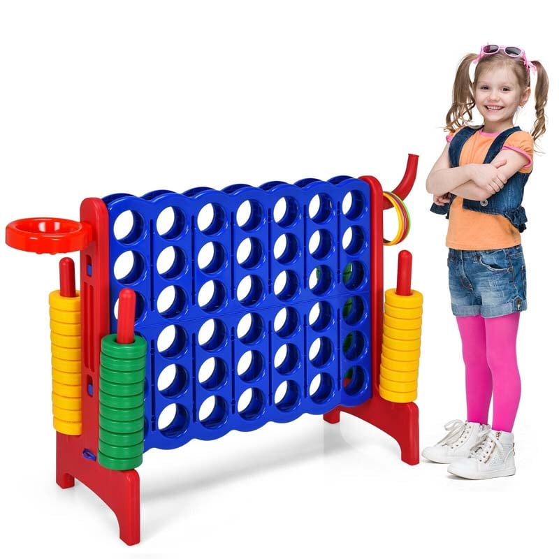 4-in-A-Row Giant Game Set 4-to-Score Lawn Game Set with Basketball Hoop