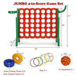 4-in-A-Row Giant Game Set 4-to-Score Lawn Game Set with Basketball Hoop