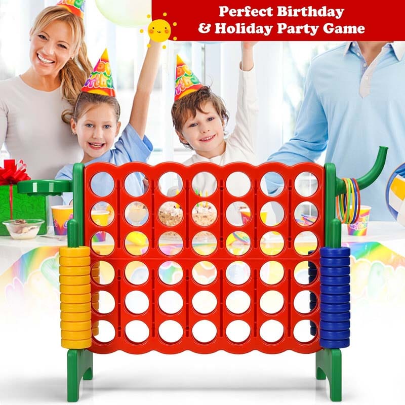 4-in-A-Row Giant Game Set 4-to-Score Lawn Game Set with Basketball Hoop