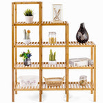 5-Tier Multifunctional Bamboo Plant Display Stand Organizer - Bestoutdor