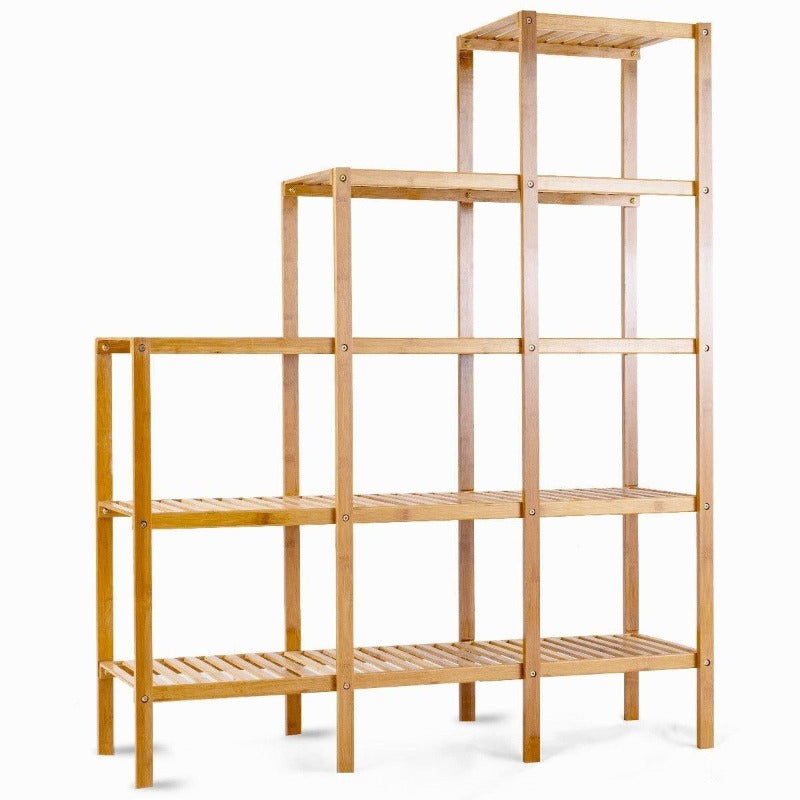 5-Tier Multifunctional Bamboo Plant Display Stand Organizer - Bestoutdor