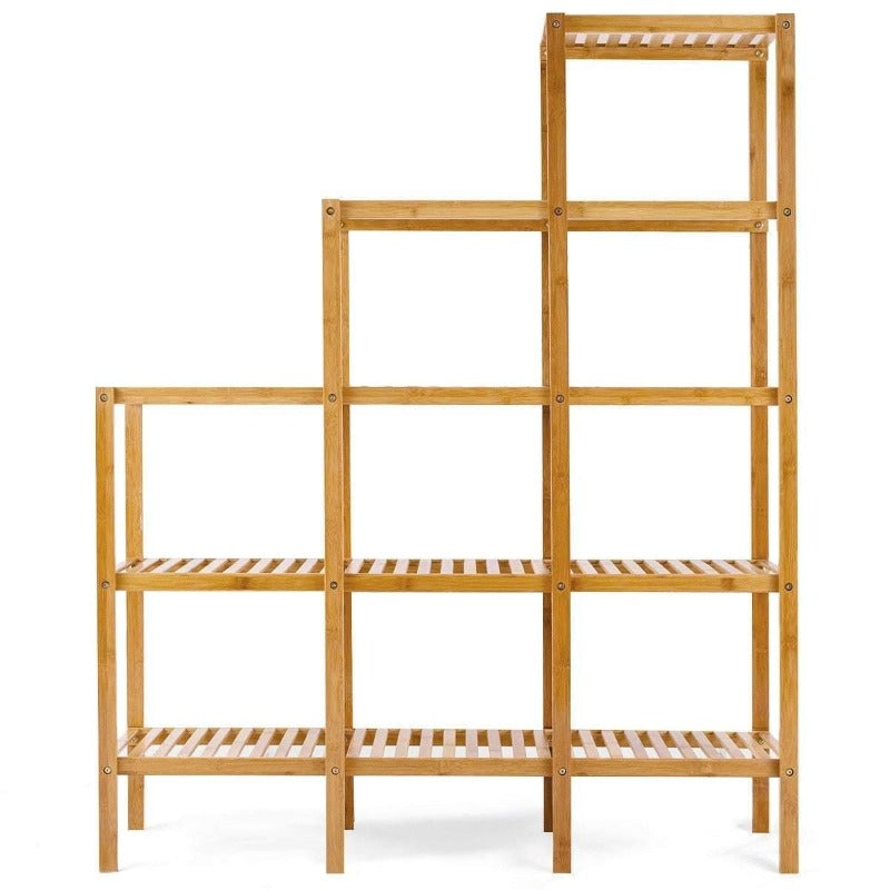 5-Tier Multifunctional Bamboo Plant Display Stand Organizer - Bestoutdor