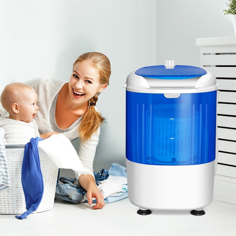 Mini Washer & Spinner Combo with Single Tub, 5.5 Lbs Compact Portable Washing Machine for Home, Apartments, Dorms, RVs