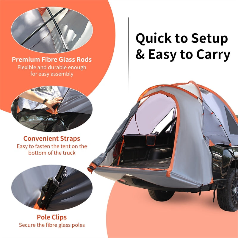 2-Person Pickup Truck Tent 5.5’-5.8’ Portable Truck Bed Tent with Removable Rainfly & Carrying Bag