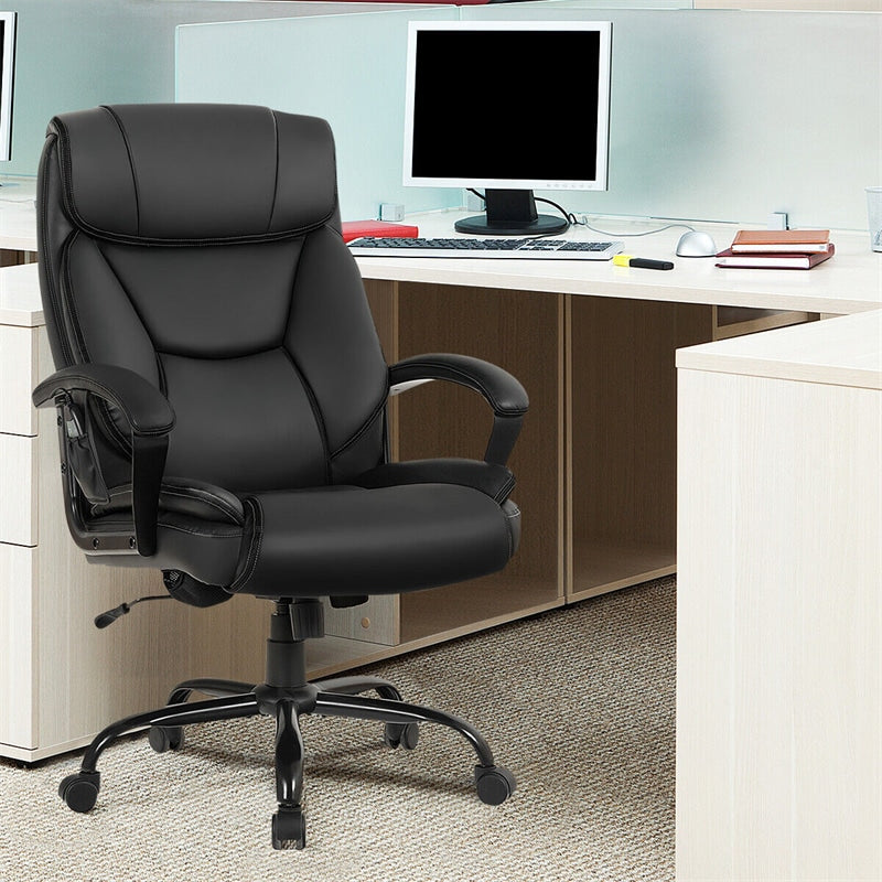 Big And Tall Office Chair 500lbs Wide Seat Faux Leather Ergonomic Massage Desk Chair High Back Adjustable Executive Computer Chair with Remote Control