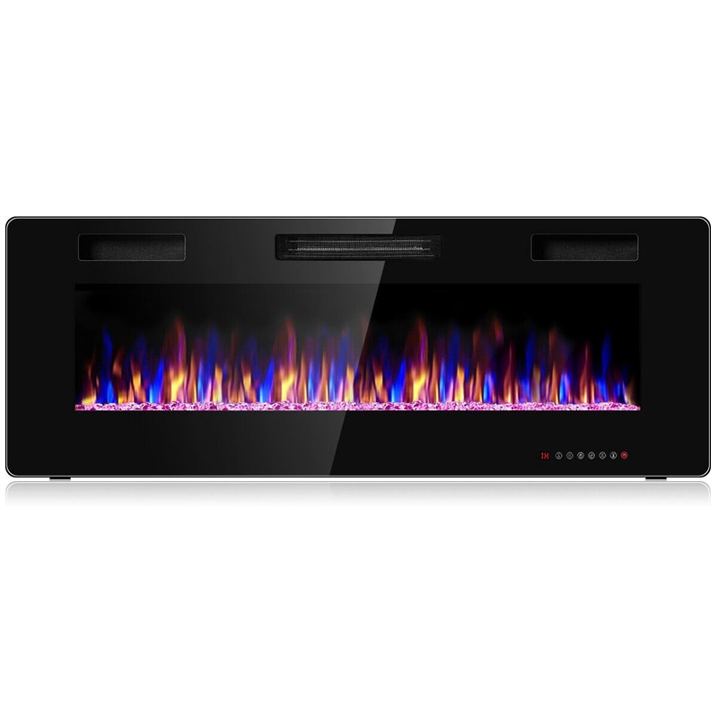 50" Recessed Electric Fireplace Insert Ultra Thin In-Wall & Wall Mounted Fireplace Heater 5100 BTU with Remote Control, Timer, Adjustable Flame Color