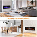 50" Recessed Electric Fireplace Insert Ultra Thin In-Wall & Wall Mounted Fireplace Heater 5100 BTU with Remote Control, Timer, Adjustable Flame Color